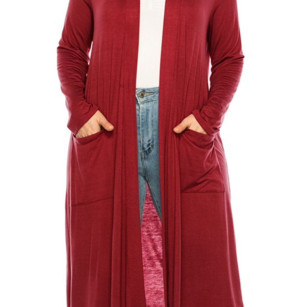 Plus size, solid duster cardigan - Picture 7 of 16